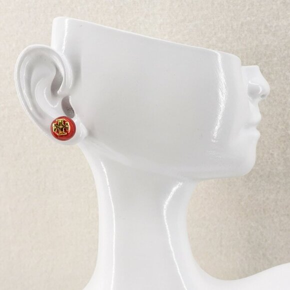 Tory Burch Kira Pearl Stud Earrings Red OS - Picture 5 of 12